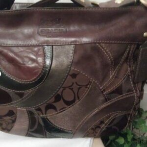 COACH Vintage Handbag Gallery Mosaic Patchwork Signature Brown Leather 🔥👜